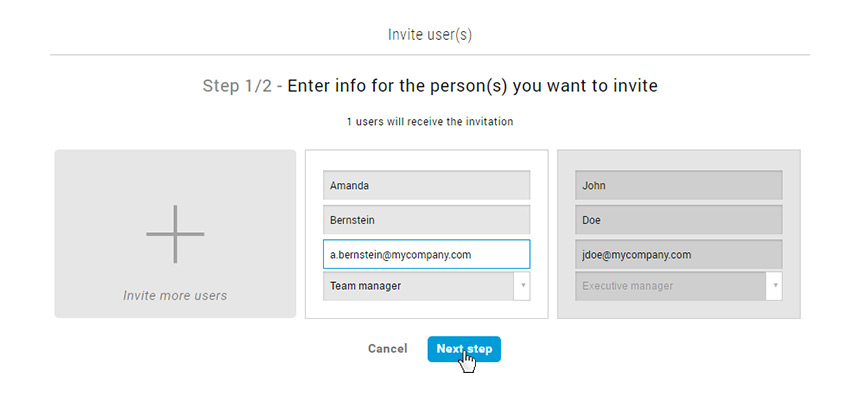 Invite user in UPilot - 1st step
