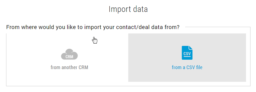 Import from CSV - Step 1