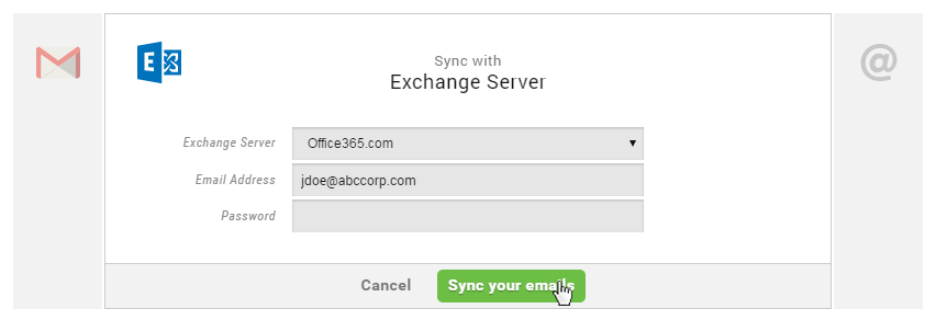 Email Settings - Sync with Exchange Server - Step 2