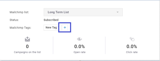 Next to the existing tag, click on the + to select the Mailchimp tag