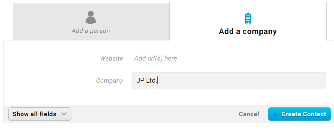 The image displays the appearance of the page where you can add a new company.